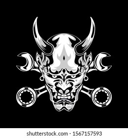 garage devil head illustration shirt design