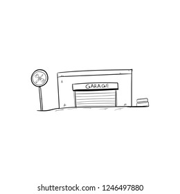 garage doodle icon vector