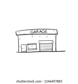 garage doodle icon vector