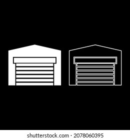 Garage door for car Roller shutter hangar warehouse icon white color vector illustration flat style simple image set