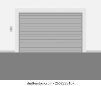 Garage door in flat style. Indoor parking indise view. Vector stock