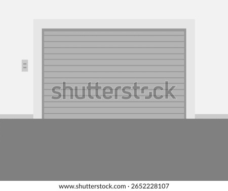 Garage door in flat style. Indoor parking indise view. Vector stock