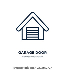 garage door icon from architecture and city collection. Thin linear garage door, door, building outline icon isolated on white background. Line vector garage door sign, symbol for web and mobile