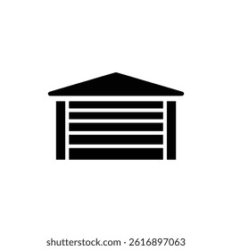 Garage Door Icon Closed Flat Black Solid Minimal