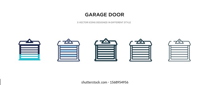 garage door icon in different style vector illustration. two colored and black garage door vector icons designed in filled, outline, line and stroke style can be used for web, mobile, ui