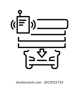 Garage door opener icon. Technology and home automation line symbol. Black and white.