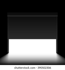 Garage Door With Rolling Shutters, Inside View. Vector.