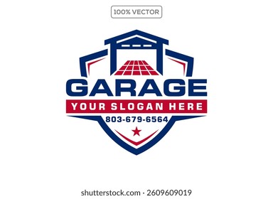 Garage door shield logo icon isolated on transparant background