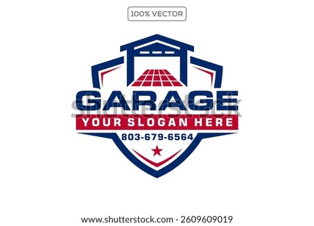 Garage door shield logo icon isolated on transparant background