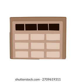 Porta da garagem mostrando uma construção de painel com janela superior como elementos, representando acesso à propriedade residencial, segurança e uma característica exterior comum da casa