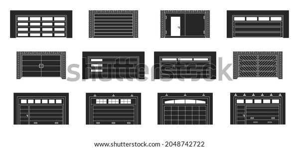 Garage\
door vector black set icon.Vector illustration roller gate on white\
background . Isolated black set icon garage\
door.