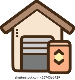 Garage door vector doodle illustration and graphic