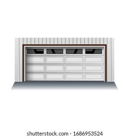 Garage Door Vector Icon.Realistic Vector Icon Isolated On White Background Garage Door.