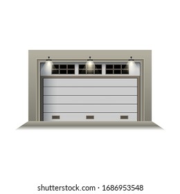 Garage Door Vector Icon.Realistic Vector Icon Isolated On White Background Garage Door.