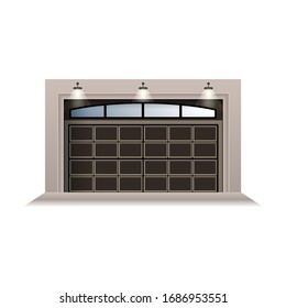 Garage Door Vector Icon.Realistic Vector Icon Isolated On White Background Garage Door.