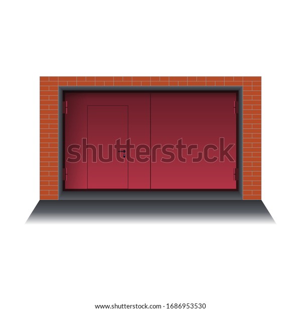 Garage door vector icon.Realistic vector\
icon isolated on white background garage\
door.
