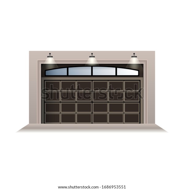 Garage door vector icon.Realistic vector
icon isolated on white background garage
door.
