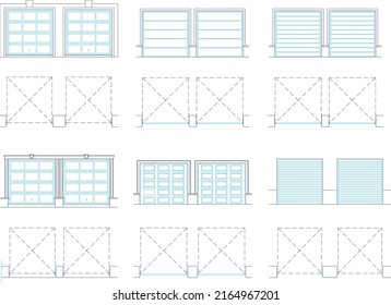 Garage Doors Automatic Control System Isolated Vector Illustration, Vector Architecture Drawing, Eps 10.