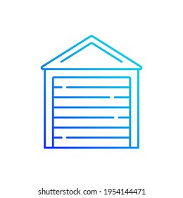 Garage doors gradient linear vector icon. Storage space. Parking car in garage. Keeping vehicles exterior. Security. Thin line color symbols. Modern style pictogram. Vector isolated outline drawing