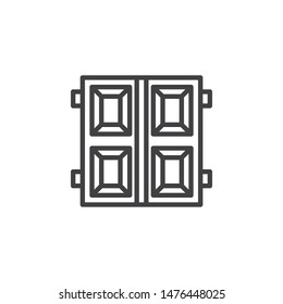 Garage doors line icon. linear style sign for mobile concept and web design. Double gate door outline vector icon. Symbol, logo illustration. Vector graphics