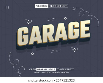 texto editável de garagem, efeito de fonte, texto 3d para título