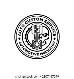 Logotipo vectorial del emblema del garaje. Icono de servicio, reparación, trabajo de mantenimiento. Logo retro. El texto está en el grupo separado.