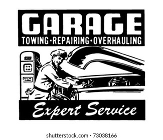 Garage - Expert Service - Retro Ad Art Banner