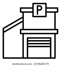 Garage Facility icon line vector illustration