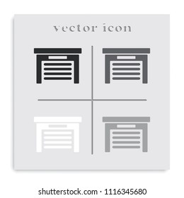 Garage flat black and white vector icon.