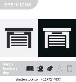 Garage flat black and white vector icon.
