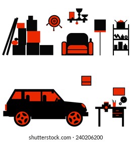 Garage in flat design. Vector illustration.