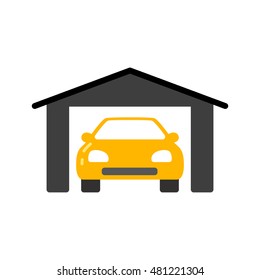 garage flat icon. car in garage