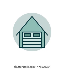 Garage flat icon. Vector colorful car garage symbol or logo element