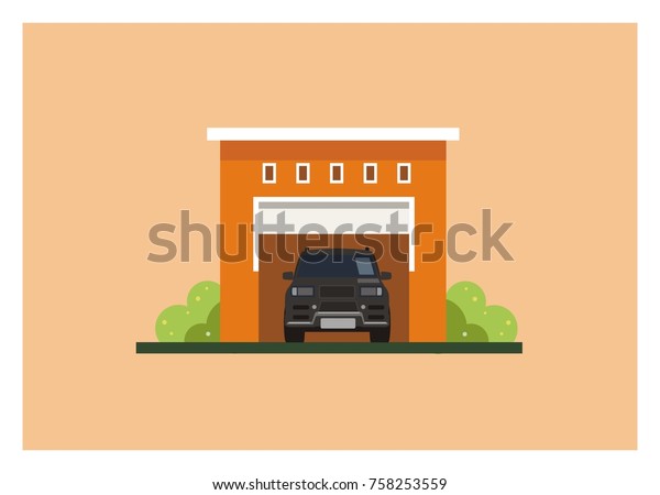 garage with flat\
roof