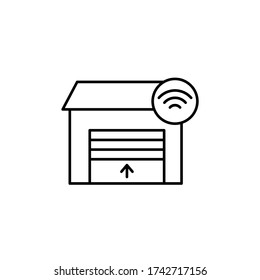 Garaje, icono de la puerta. Línea simple, contorno de elementos vectoriales del hogar inteligente para ui y ux, sitio web o aplicación móvil