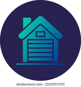 Garage Glyph Circle Gradient Icon