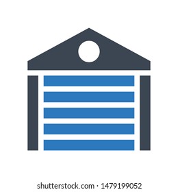 garage glyph colour vector icon