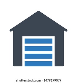 garage glyph colour vector icon
