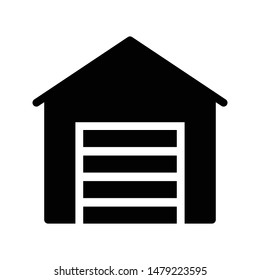 garage glyph flat vector icon