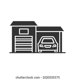 Garage glyph icon. Auto workshop. Silhouette symbol. Negative space. Vector isolated illustration