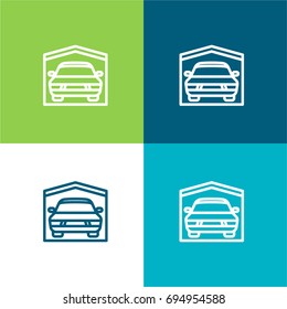 Garage green and blue material color minimal icon or logo design
