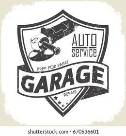 Garage grinder logo design, monochrome style, vector