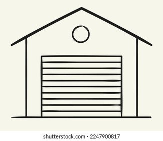 Garaje. Ilustración vectorial dibujada por mano