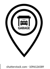 Garage here, garage icon and map pointer
