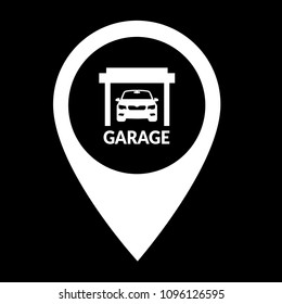 Garage here, garage icon and map pointer