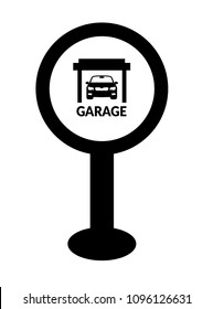 Garage here, garage icon and map pointer