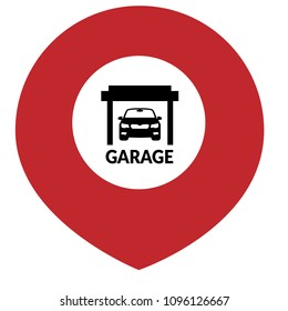 Garage here, garage icon and map pointer