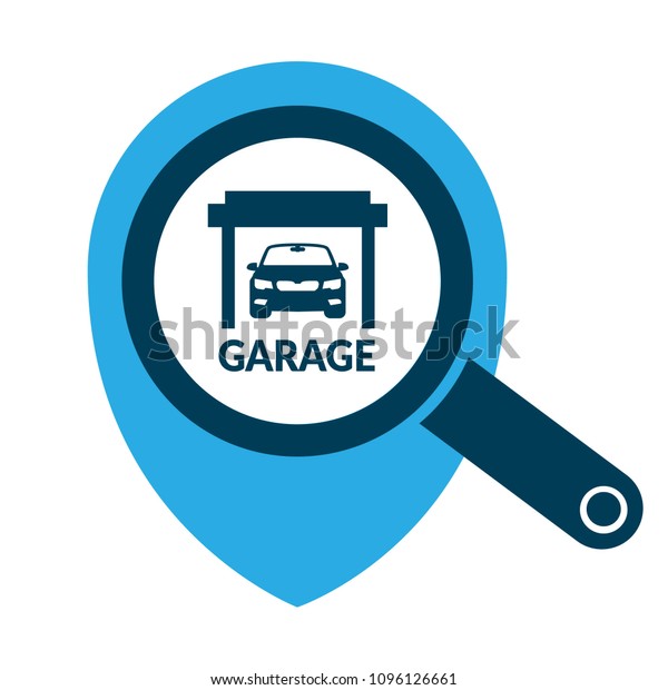 Garage here, garage
icon and map pointer