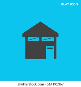 Garage home vector icon isolated on blue background