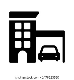 garage house glyph flat vector icon